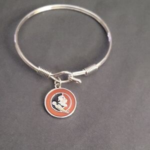 Silver Charm Bracelet with Orange Pendant